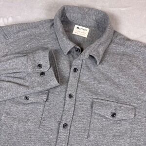 Sperry Mens XL Gray Heathered Stretch Knit Button Down Shirt Long Sleeve Pocket